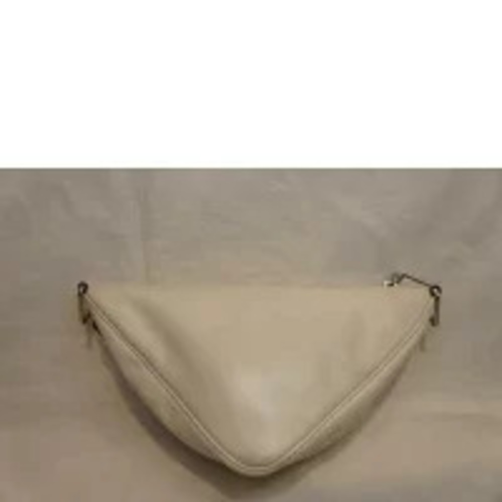 Prada Embossed Triangle Bag White Leather Shoulder White